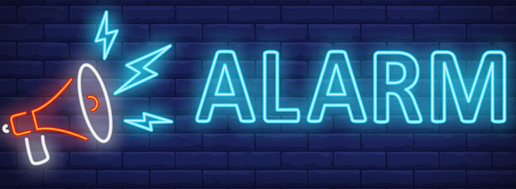 Alarm teken neon luidspreker